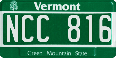 VT license plate NCC816