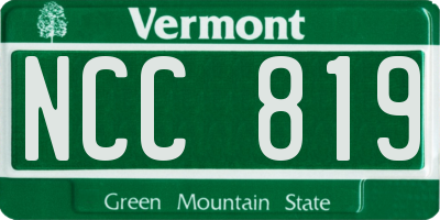 VT license plate NCC819