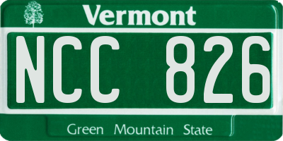 VT license plate NCC826