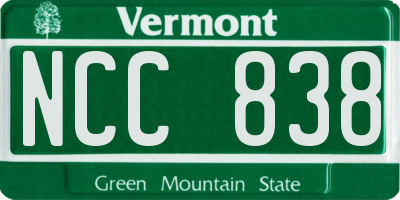 VT license plate NCC838