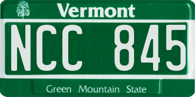 VT license plate NCC845