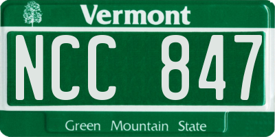 VT license plate NCC847