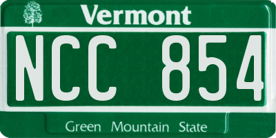 VT license plate NCC854