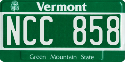 VT license plate NCC858