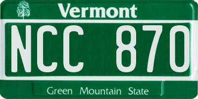 VT license plate NCC870