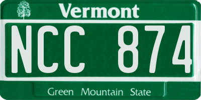 VT license plate NCC874