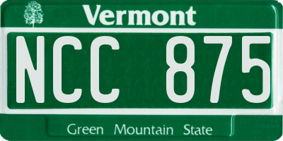 VT license plate NCC875