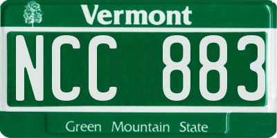 VT license plate NCC883