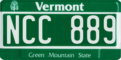 VT license plate NCC889