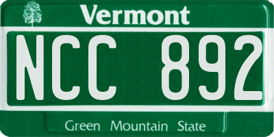 VT license plate NCC892