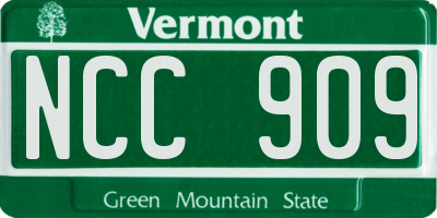 VT license plate NCC909