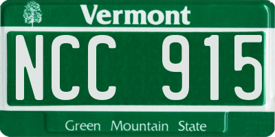 VT license plate NCC915