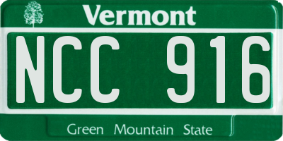 VT license plate NCC916