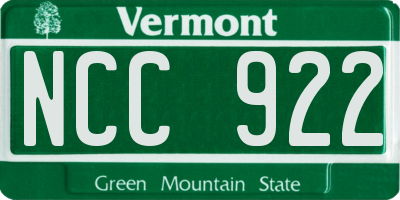 VT license plate NCC922