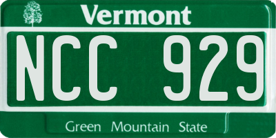 VT license plate NCC929