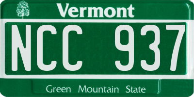 VT license plate NCC937