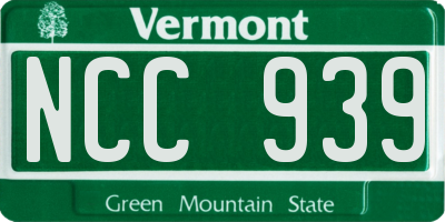 VT license plate NCC939
