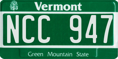 VT license plate NCC947
