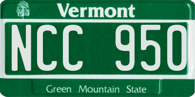 VT license plate NCC950
