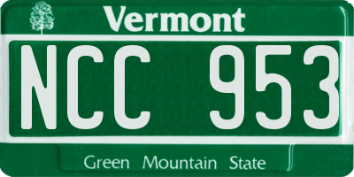 VT license plate NCC953