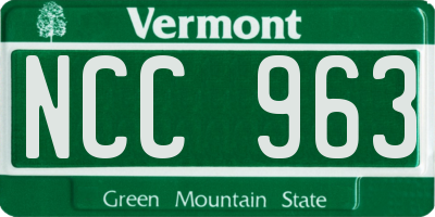 VT license plate NCC963