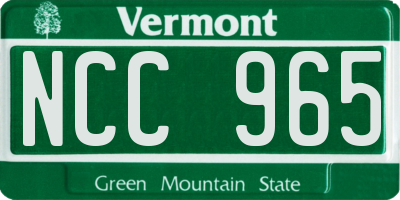 VT license plate NCC965