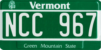 VT license plate NCC967