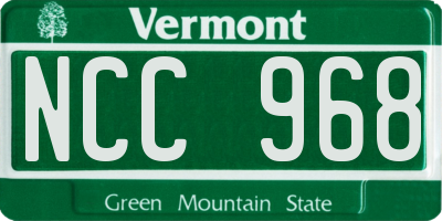VT license plate NCC968