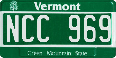 VT license plate NCC969