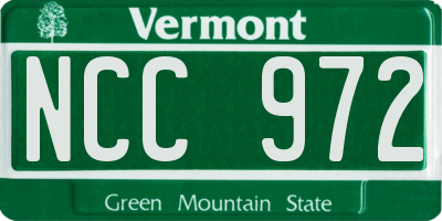 VT license plate NCC972