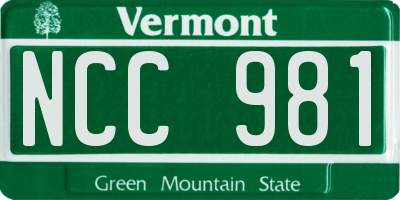 VT license plate NCC981
