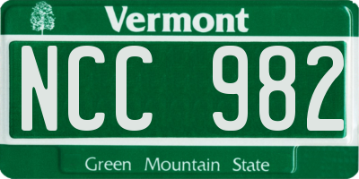 VT license plate NCC982