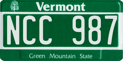 VT license plate NCC987