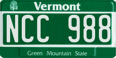 VT license plate NCC988