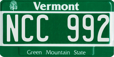 VT license plate NCC992