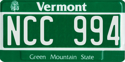 VT license plate NCC994