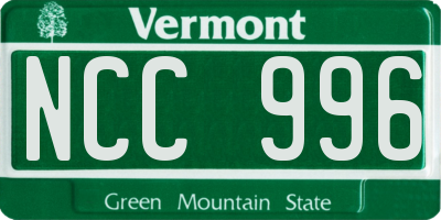 VT license plate NCC996