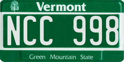 VT license plate NCC998