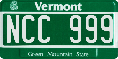 VT license plate NCC999