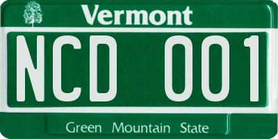 VT license plate NCD001
