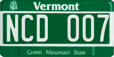 VT license plate NCD007
