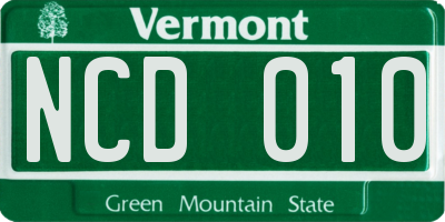 VT license plate NCD010