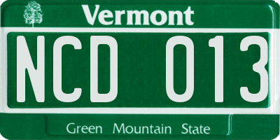 VT license plate NCD013