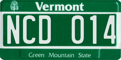 VT license plate NCD014