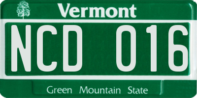 VT license plate NCD016