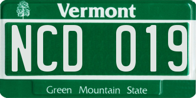 VT license plate NCD019