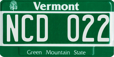 VT license plate NCD022