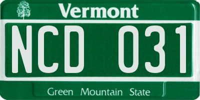 VT license plate NCD031