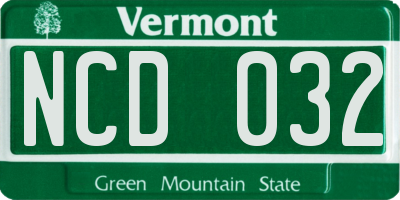 VT license plate NCD032