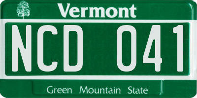 VT license plate NCD041